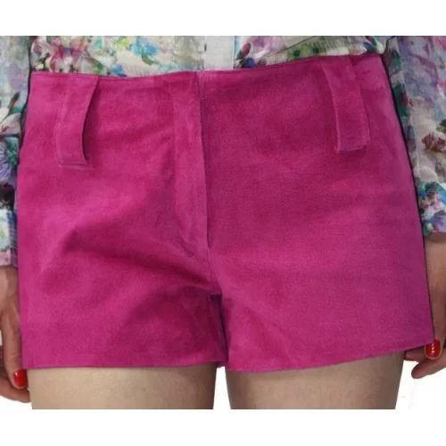 Short en agneau velours façon daim rose femme modèle Daisy