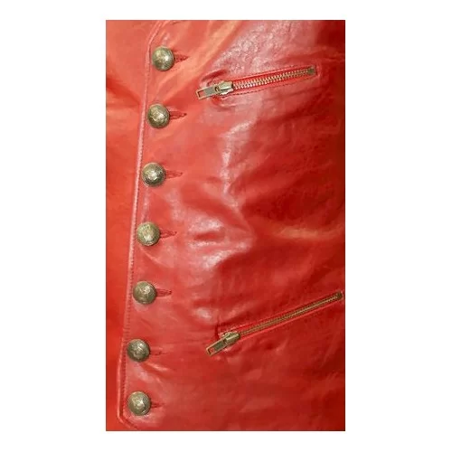 Gilet cuir homme agneau modèle Lario cuir rouge à l'avant et agneau velours rouge à l'arriere