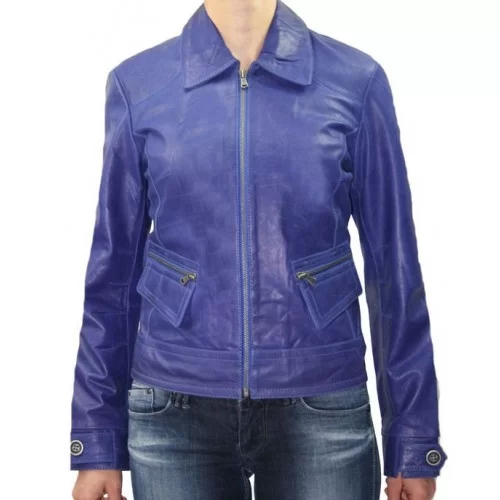 Blouson cuir femme agneau violet modèle Mardge