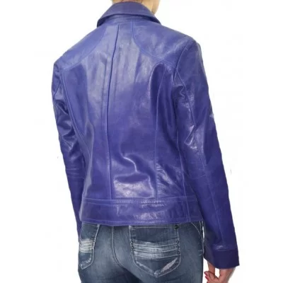 Blouson cuir femme agneau violet modèle Mardge