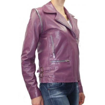 Blouson cuir femme  manches amovibles modèle Atela