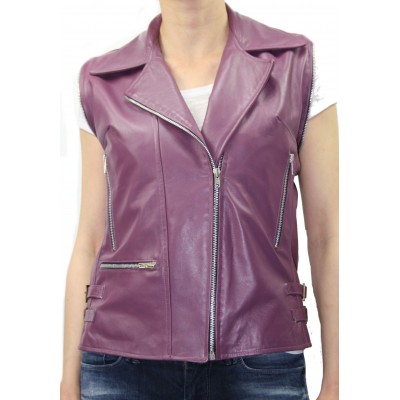 Blouson cuir femme  manches amovibles modèle Atela