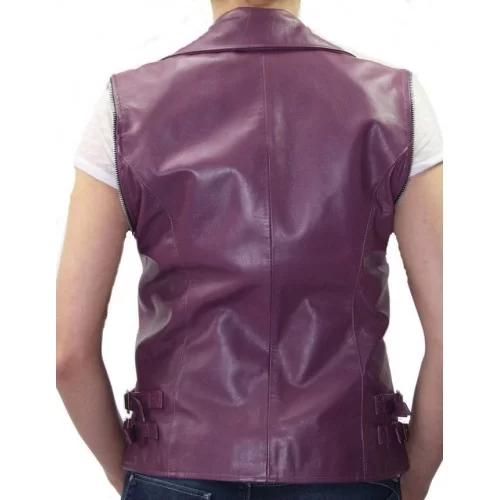 Blouson perfecto cuir femme manches amovibles modèle Atela agneau violet