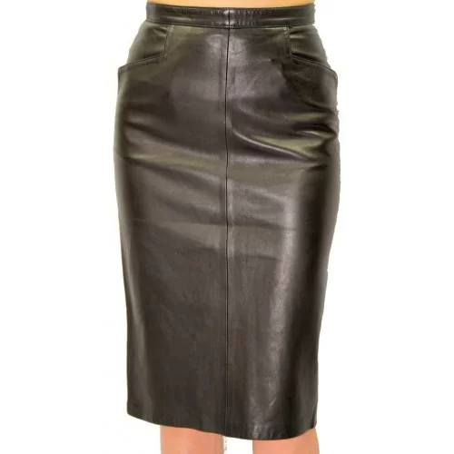 Jupe En Cuir Véritable Peau D’agneau Bleue – Coupe A-Line – Taille 2XS à 4XL