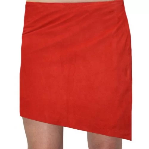  Short jupe agneau velours rouge modèle Shania