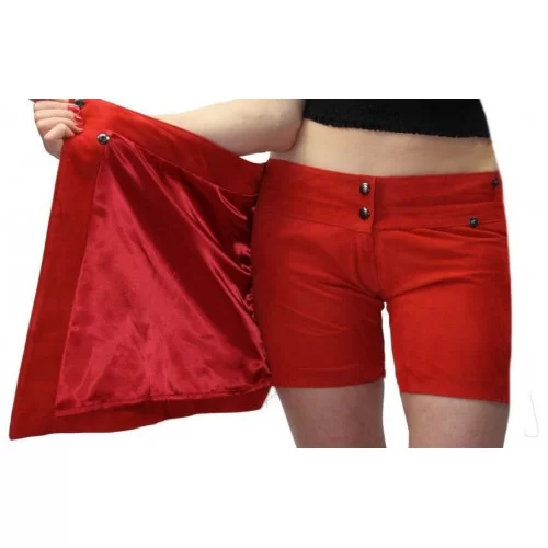  Short jupe agneau velours rouge modèle Shania