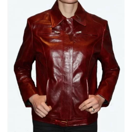 Blouson femme en vachette bordeaux modèle Irina