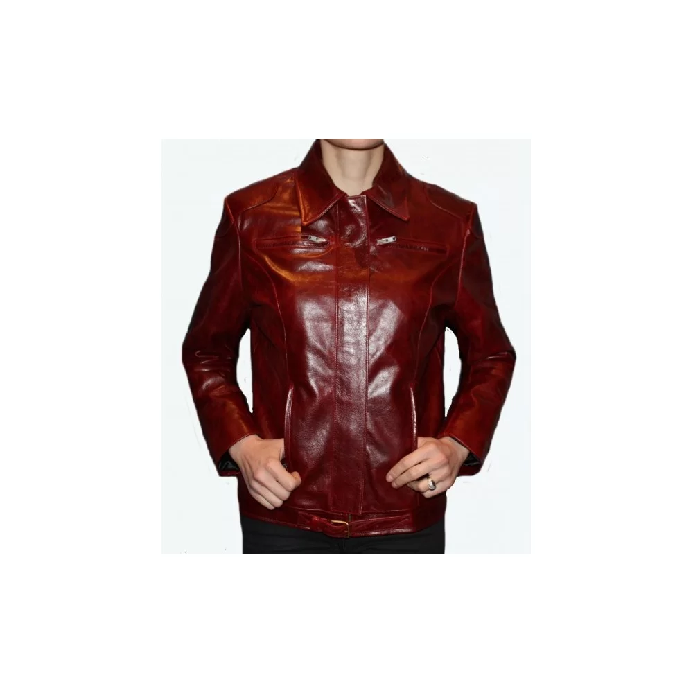 Blouson femme en vachette bordeaux modèle Irina