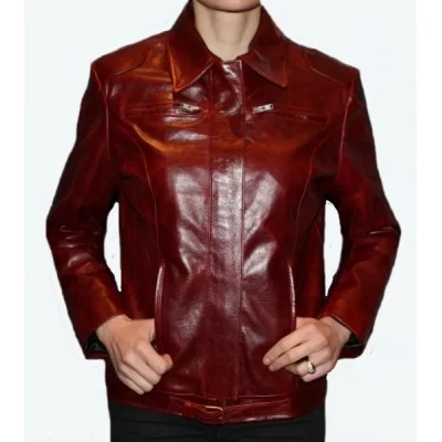 Blouson femme en vachette bordeaux modèle Irina