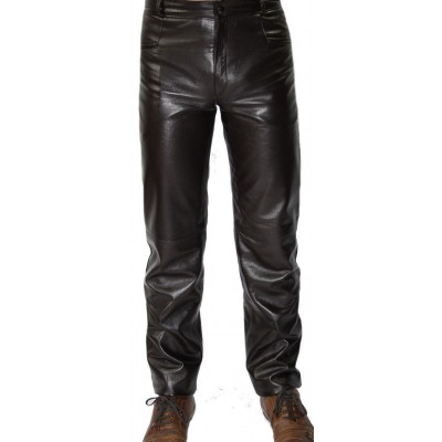 Pantalon cuir homme en agneau plongé couleur noir  modèle Joris