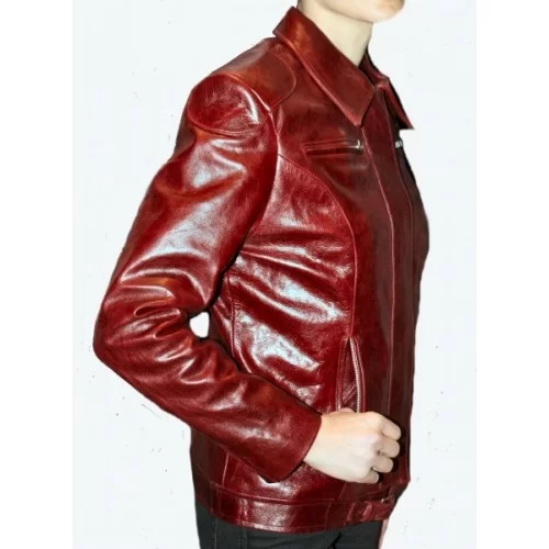 Blouson femme en vachette bordeaux modèle Irina