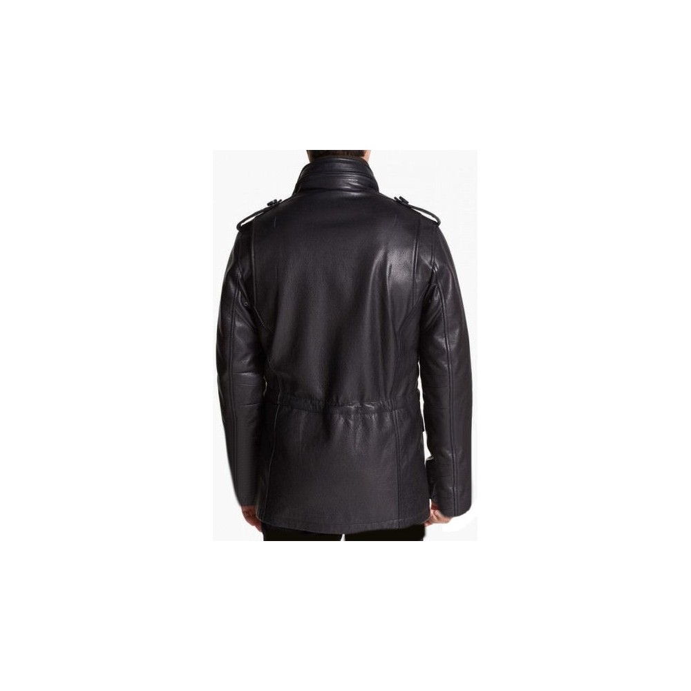 porc veste cuir trois quart homme