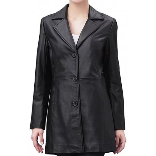 Veste style redingote cuir femme agneau modèle Anissa