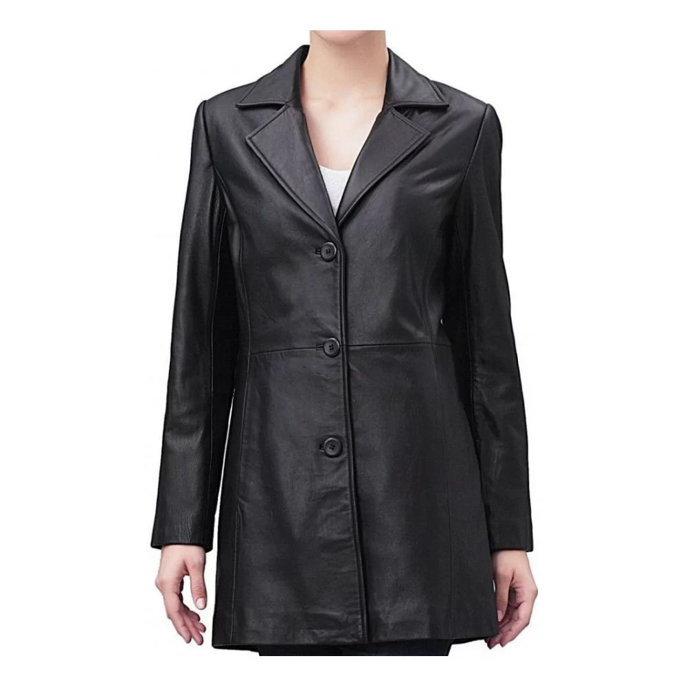 Veste style redingote cuir femme agneau modèle Anissa