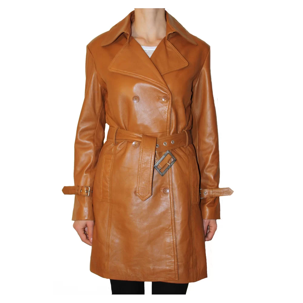  Trois quart cuir femme agneau caramel modèle Felina