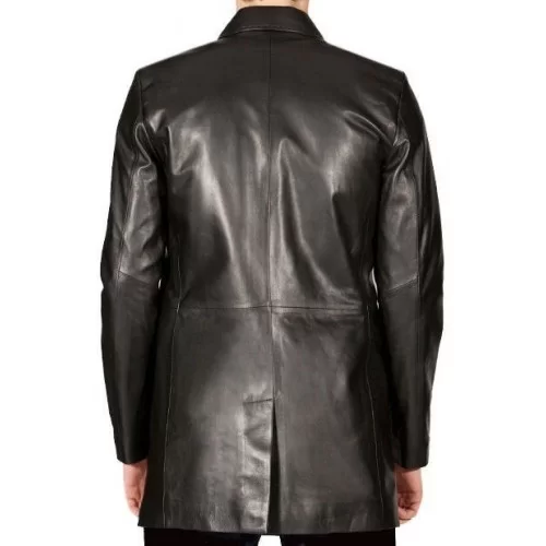 Veste cuir homme style redingote agneau noir modèle Prince