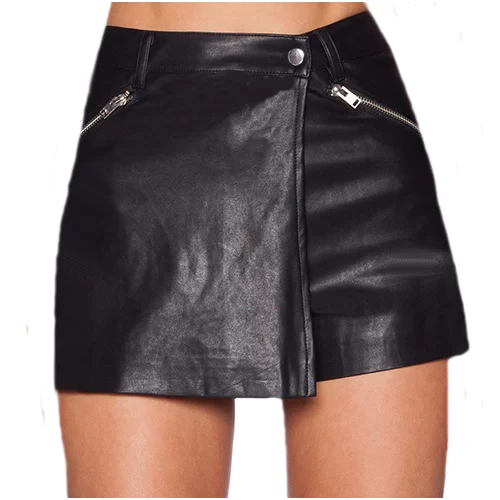 mini jupe short portefeuille en cuir d'agneau modèle Noali