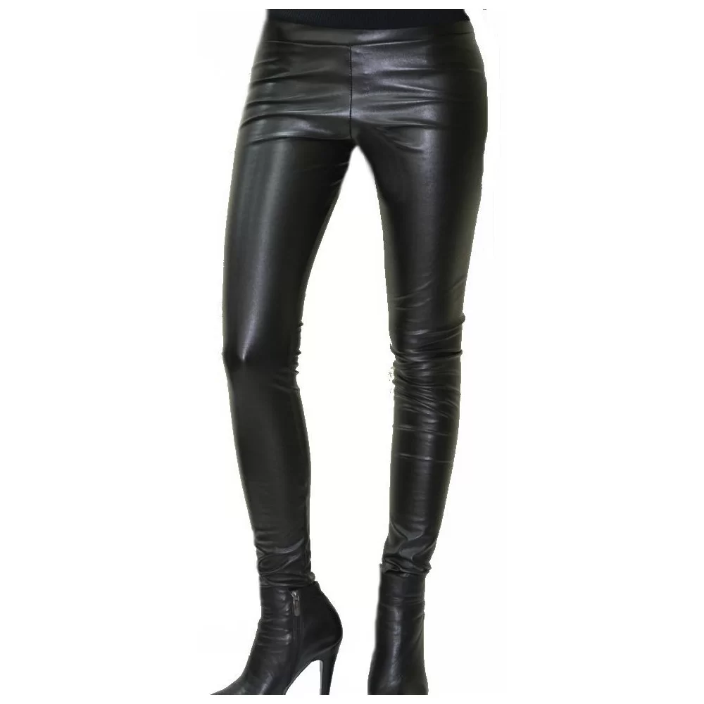 Pantalon legging cuir stretch noir femme modèle Monica