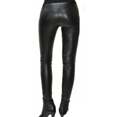 Pantalon cuir stretch noir femme modèle Monica