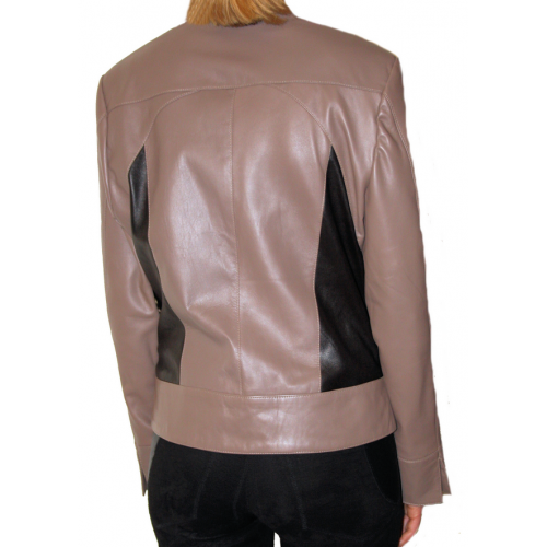 Blouson cuir femme bicolore agneaux marrons  modèle Parissa