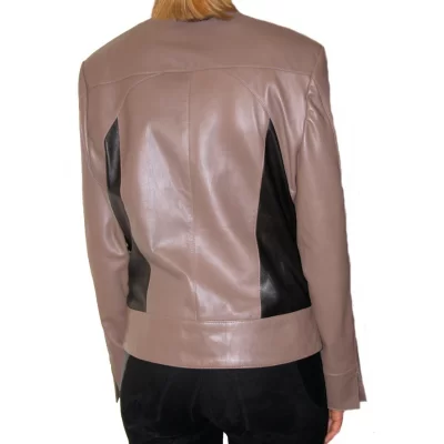 Blouson cuir femme agneau marron bicolore modèle Parissa