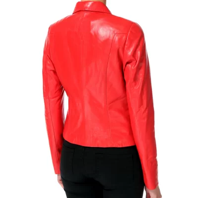  Veste courte cuir femme agneau plongé rouge modèle Asturia