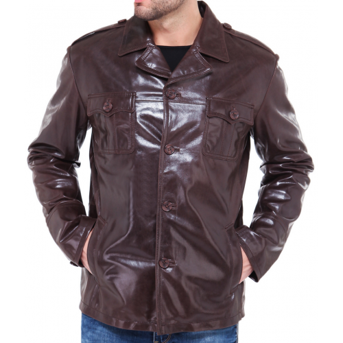 Veste  homme agneau glossy bordeaux modèle Raviva