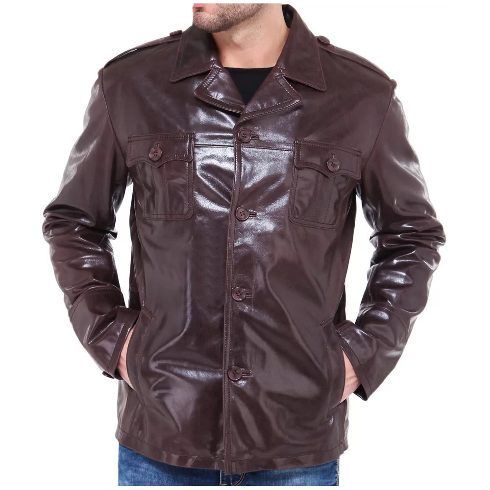 Veste homme agneau glossy bordeaux modèle Raviva