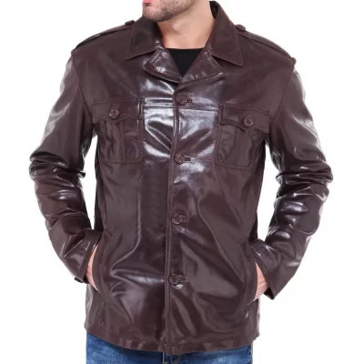 Veste homme agneau glossy bordeaux modèle Raviva