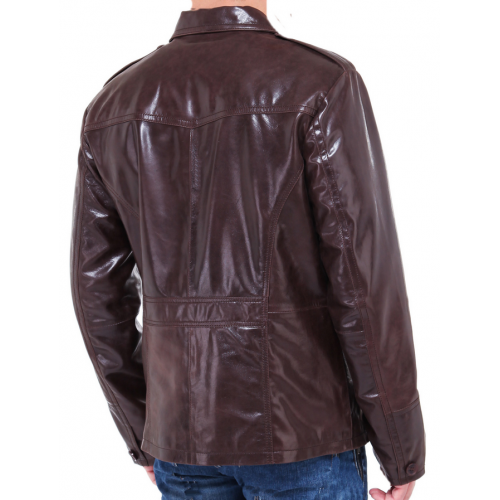 Veste  homme agneau glossy bordeaux modèle Raviva