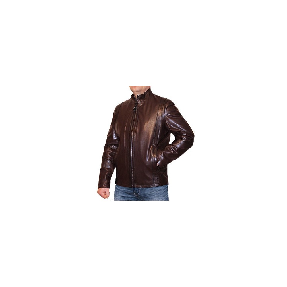 Blouson homme cuir agneau marron  modèle Gabriel