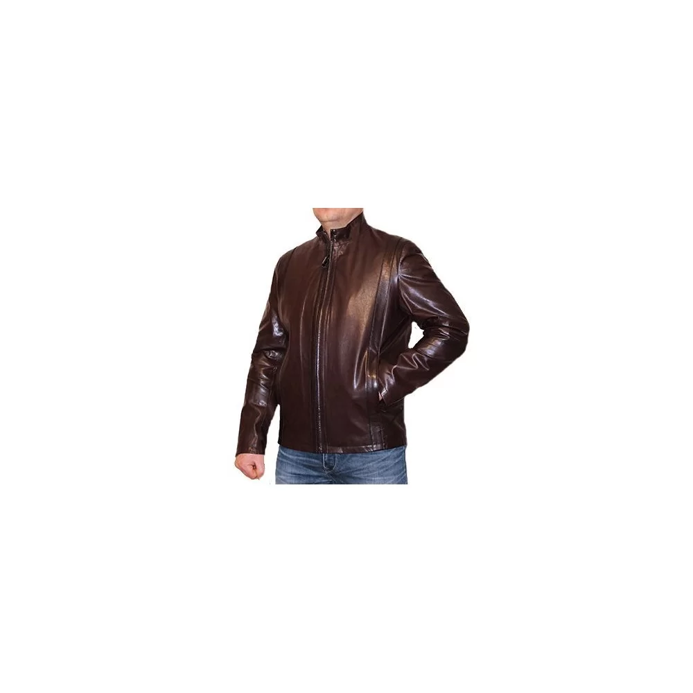 Blouson homme cuir agneau marron modèle Gabriel