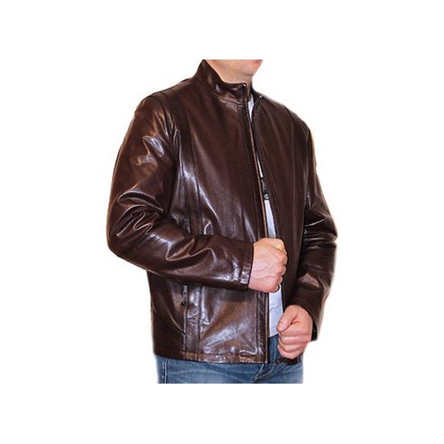 Blouson homme cuir agneau marron  modèle Gabriel
