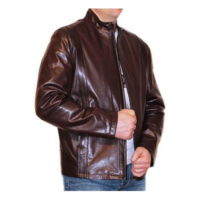 Blouson homme cuir agneau marron  modèle Gabriel