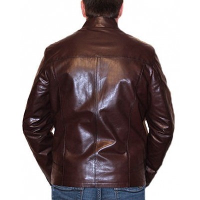Blouson homme cuir agneau marron  modèle Gabriel