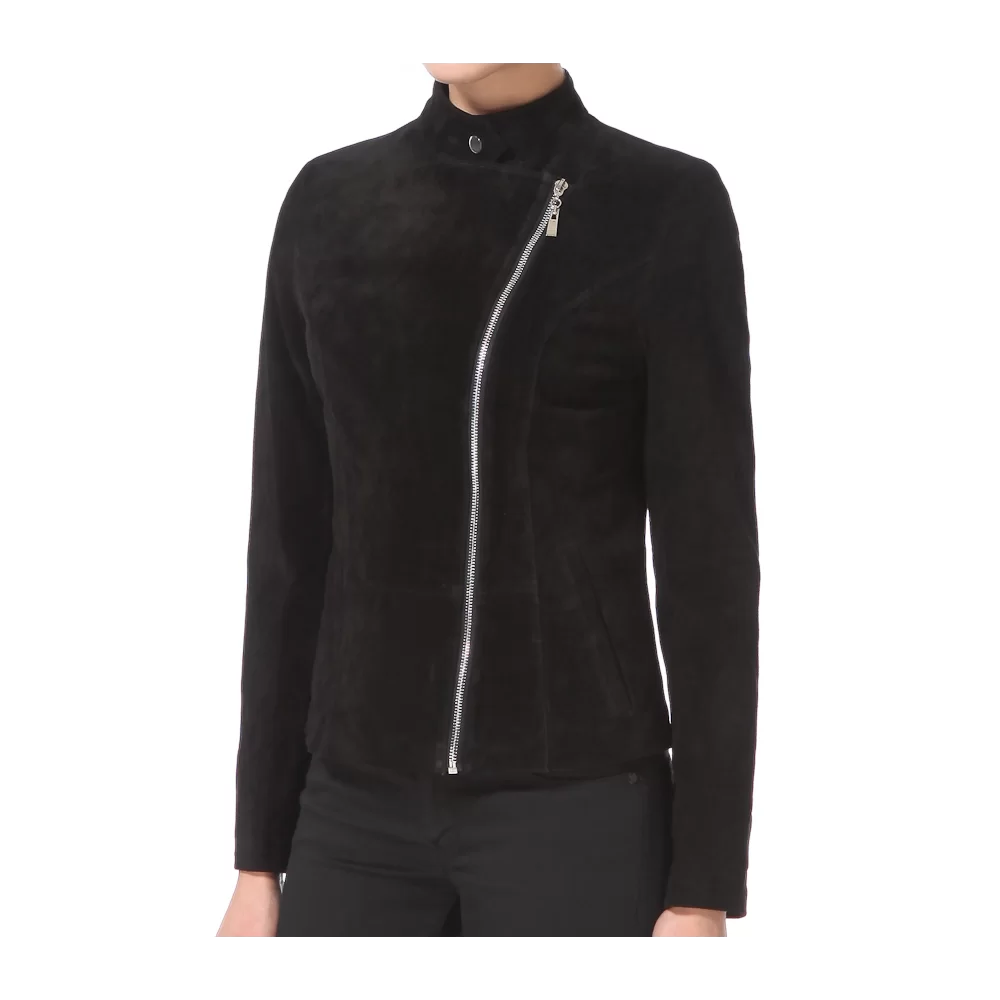 Blouson femme tyle perfecto peau velours daim noir modèle Mira