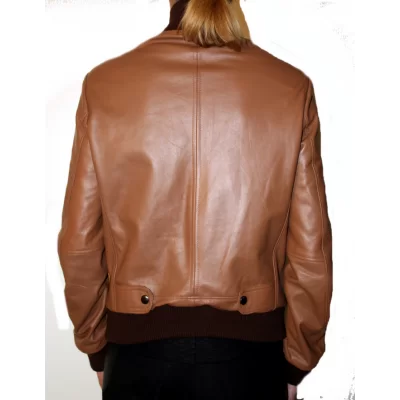 Blouson cuir femme agneau marron caramel modèle Inissa