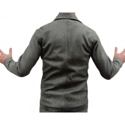 Chemise cuir homme agneau vintage gris modèle Rosio