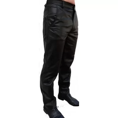Pantalon cuir homme poches latérales agneau noir modèle Mathieu