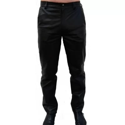 Pantalon cuir homme poches latérales agneau noir modèle Mathieu