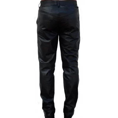 Pantalon cuir homme poches latérales agneau noir modèle Mathieu