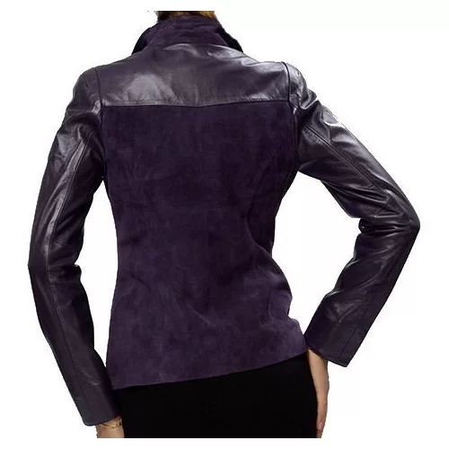 Veste cuir femme bimatière agneau et peau velours modèle Violette