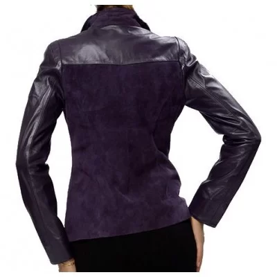 Veste cuir femme bimatière agneau et peau velours modèle Violette