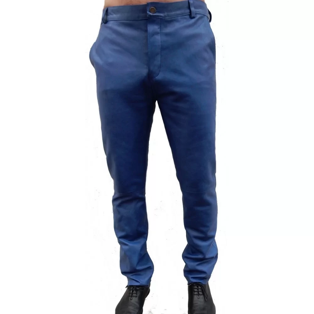 Pantalon cuir homme agneau bleu modèle Régis