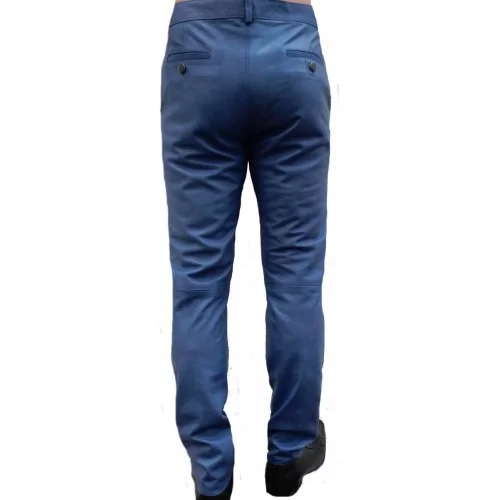 Pantalon cuir homme agneau bleu modèle Régis