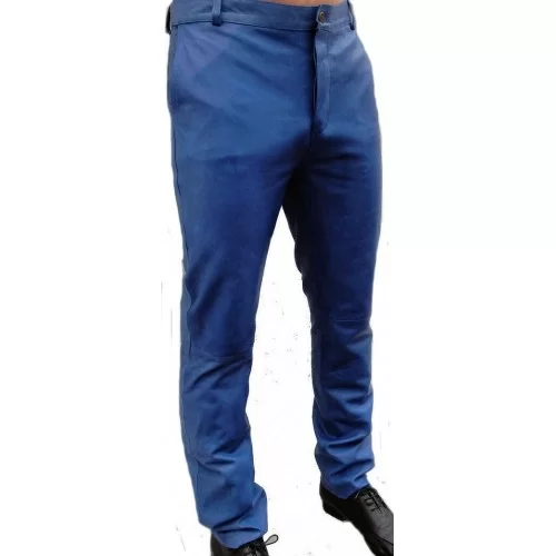 Pantalon cuir homme agneau bleu modèle Régis