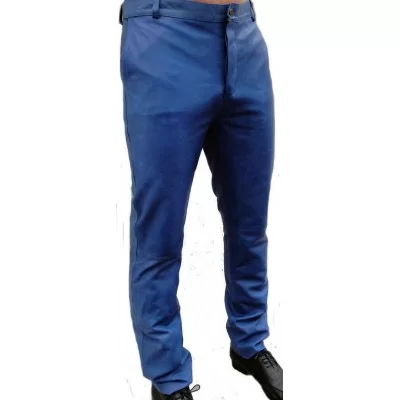 Pantalon cuir homme agneau bleu modèle Régis