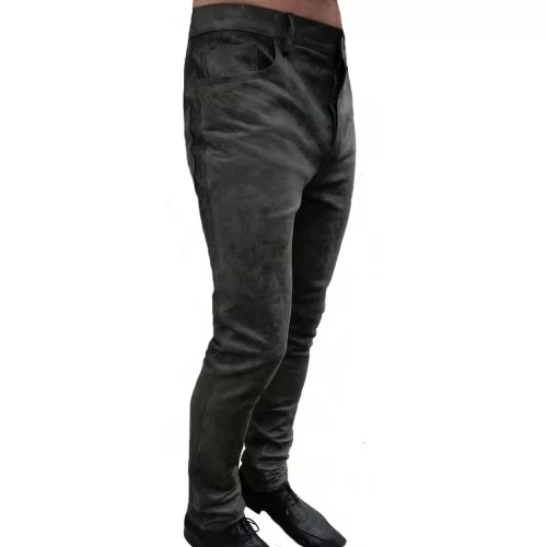 Pantalon cuir homme gris agneau vieilli modèle Lindon