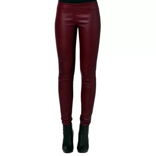 Pantalon legging sans poches ni ceinture cuir agneau stretch femme modèle feline