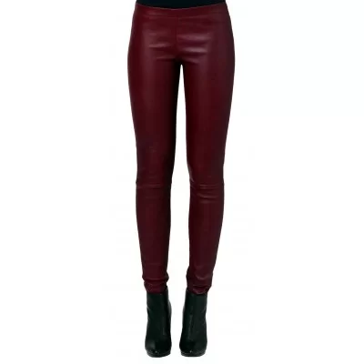 Pantalon legging sans poches ni ceinture cuir agneau stretch femme modèle feline